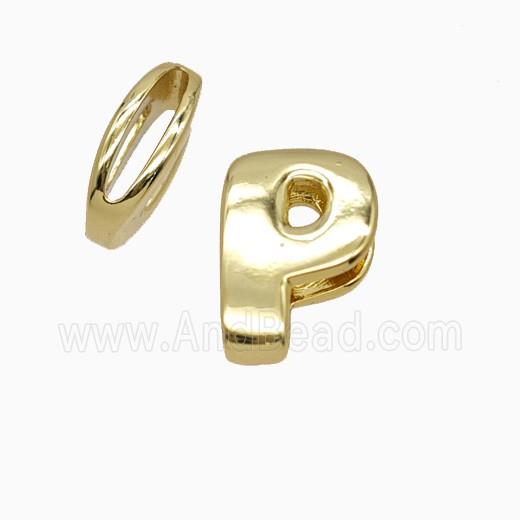 Copper Letter-P Beads Flat Hole Gold Plated