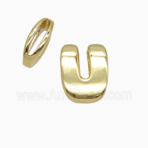 Copper Letter-U Beads Flat Hole Gold Plated