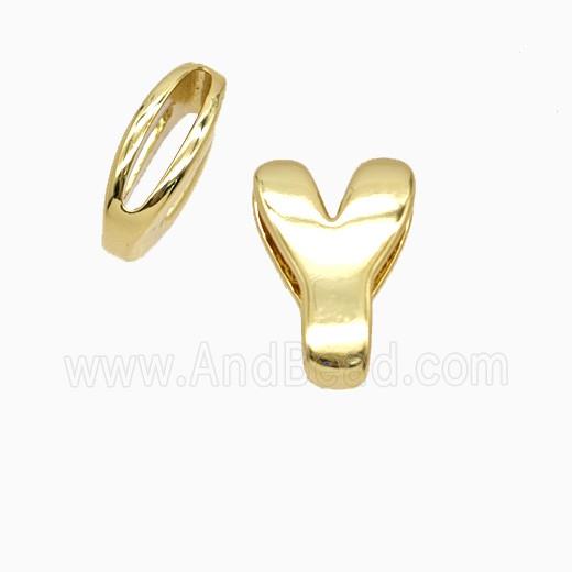 Copper Letter-Y Beads Flat Hole Gold Plated