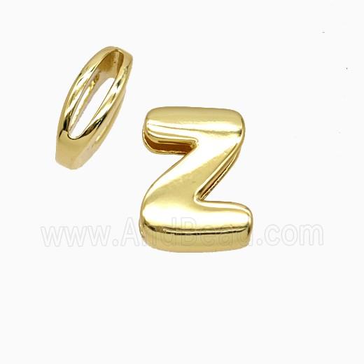 Copper Letter-Z Beads Flat Hole Gold Plated