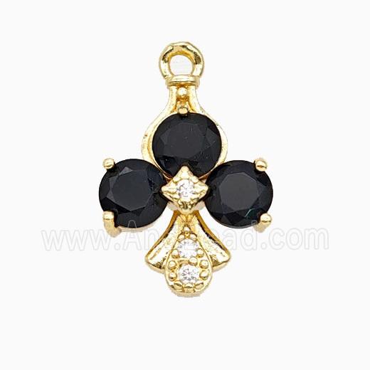 ACE of Clubs Copper Pendant Pave Crystal Glass Gold Plated