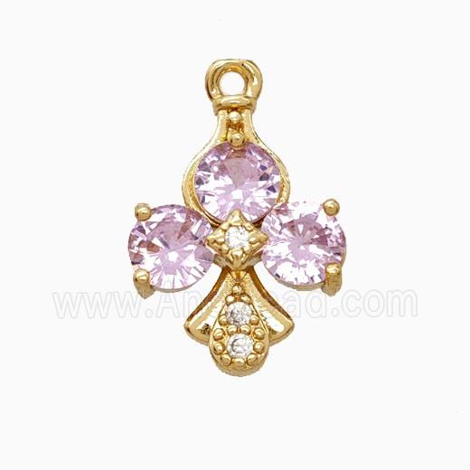 ACE of Clubs Copper Pendant Pave Crystal Glass Gold Plated