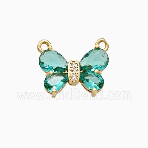 Copper Butterfly Pendant Pave Crystal Glass 2loops Gold Plated