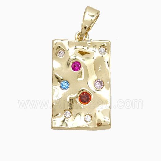 Copper Nugget Pendant Pave Zirconia Slice Gold Plated
