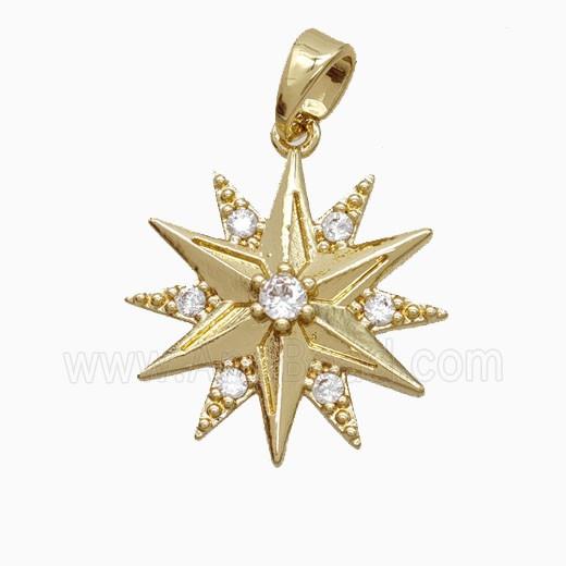 Copper Star Pendant Pave Zirconia Gold Plated