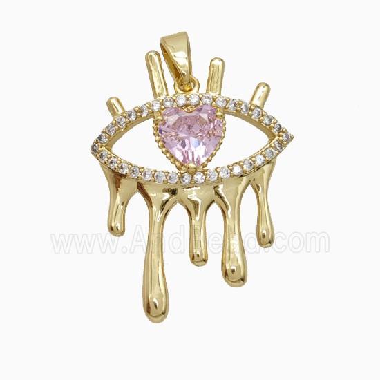 Copper Eye Pendant Pave Zirconia Gold Plated