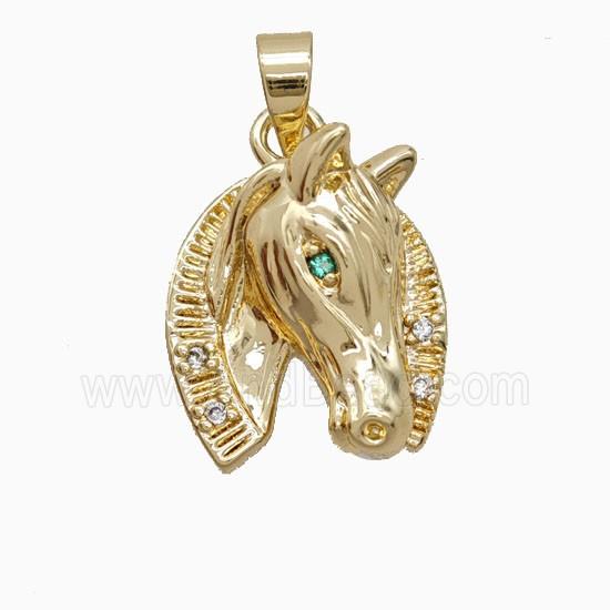 Copper Horse-Head Pendant Pave Zirconia Gold Plated