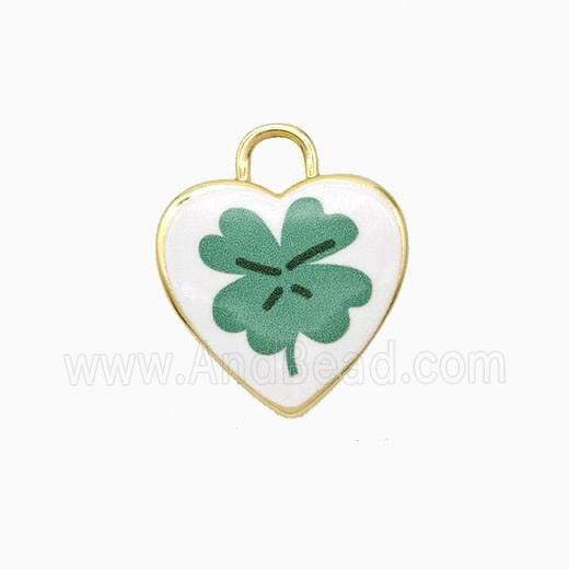 Copper Heart Pendant Painted Flower Gold Plated