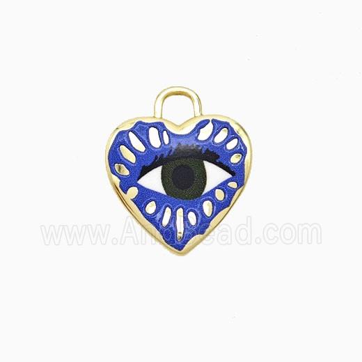 Copper Heart Pendant Painted Eye Gold Plated