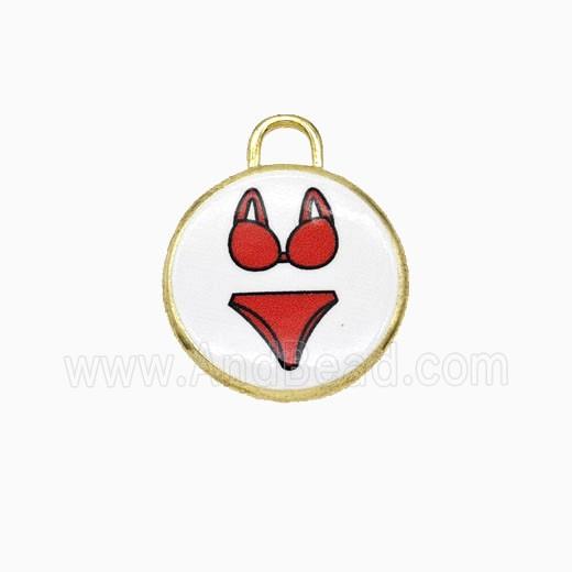Copper Circle Pendant Painted Bikini Gold Plated