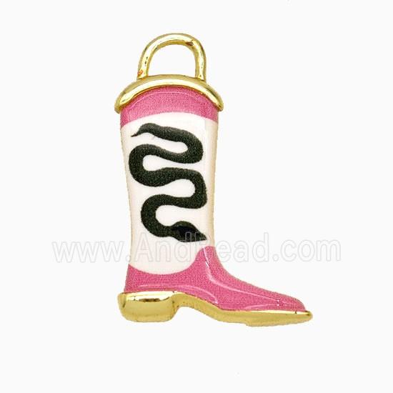 Copper Cowboy Boots Pendant Painted Gold Plated