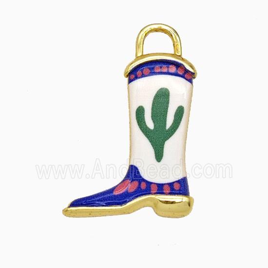 Copper Cowboy Boots Pendant Painted Gold Plated