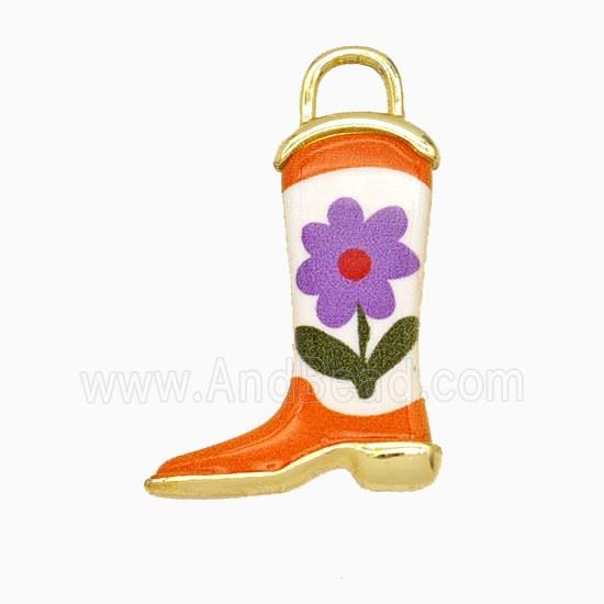 Copper Cowboy Boots Pendant Painted Gold Plated