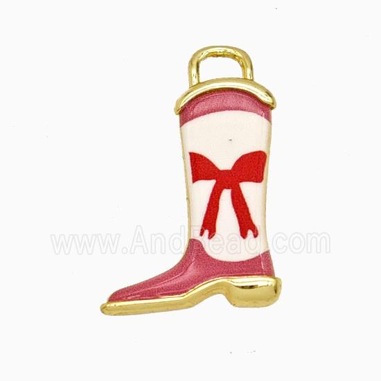 Copper Cowboy Boots Pendant Painted Gold Plated