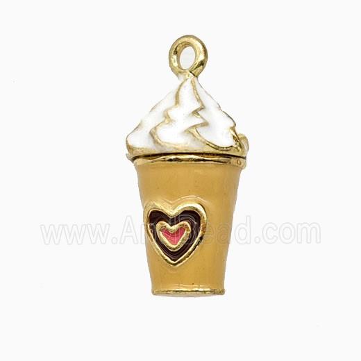 Copper Ice Cream Pendant Yellow Enamel Cup Gold Plated