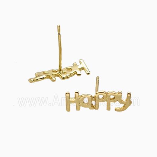 Copper Happy Stud Earrings Gold Plated