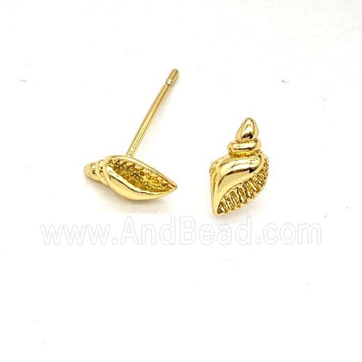 Copper SeaShell Stud Earrings Gold Plated