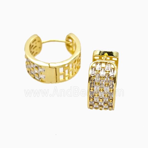 Copper Hoop Earrings Pave Zirconia Gold Plated