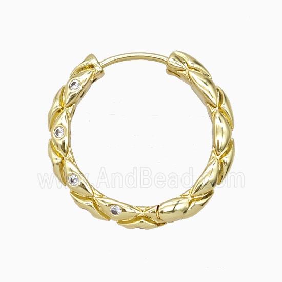 Copper Hoop Earrings Pave Zirconia Gold Plated