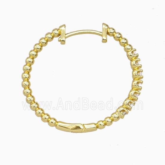 Copper Hoop Earrings Pave Zirconia Gold Plated