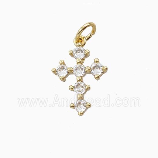 Copper Cross Pendant Pave Zirconia Gold Plated