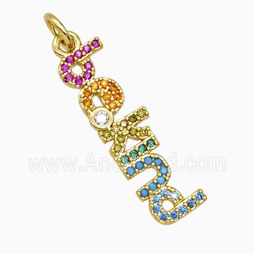 Copper Bekind Pendant Pave Multicolor Zirconia Gold Plated