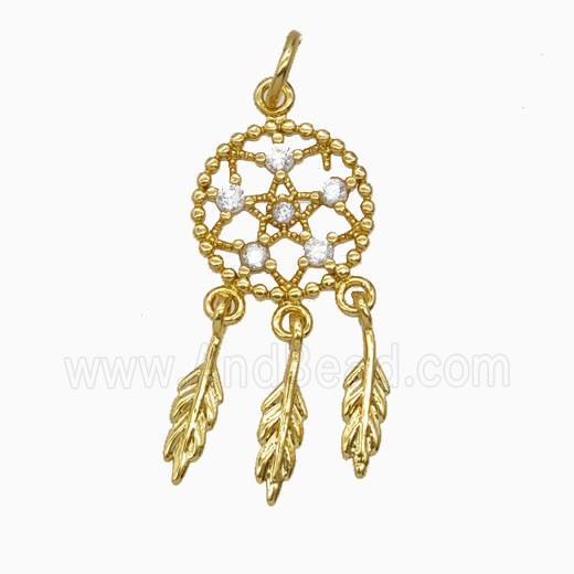 Copper Pendant Pave Zirconia Tassel Gold Plated