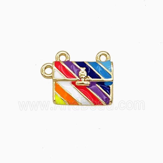 Copper Handbag Pendant Multicolor Enamel 2loops Gold Plated