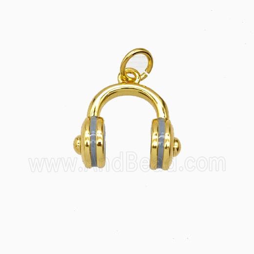Copper Headphones Pendant Enamel Gold Plated