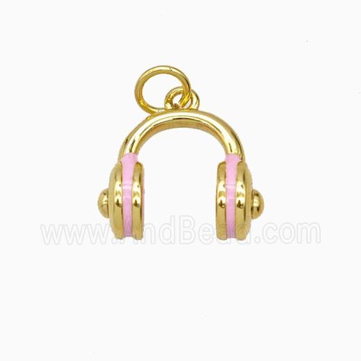 Copper Headphones Pendant Enamel Gold Plated
