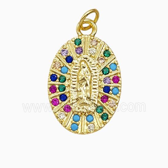 Copper Jesus Pendant Pave Zirconia Gold Plated