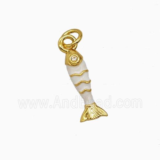 Copper Fish Pendant White Enamel Gold Plated