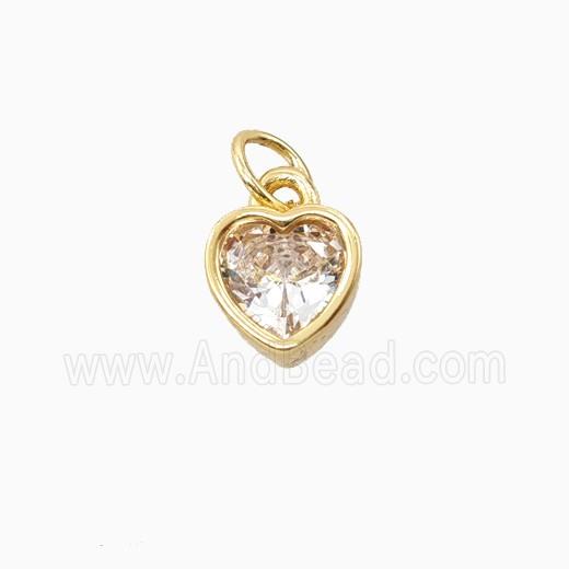 Copper Heart Pendant Pave Zirconia Gold Plated