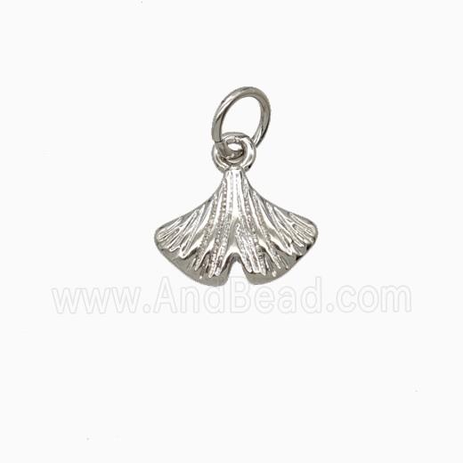 Copper Ginkgo Leaf Pendant Platinum Plated