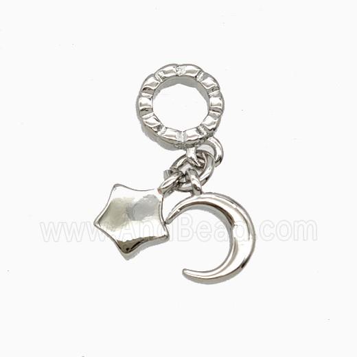 Copper Moon And Star Pendant Platinum Plated