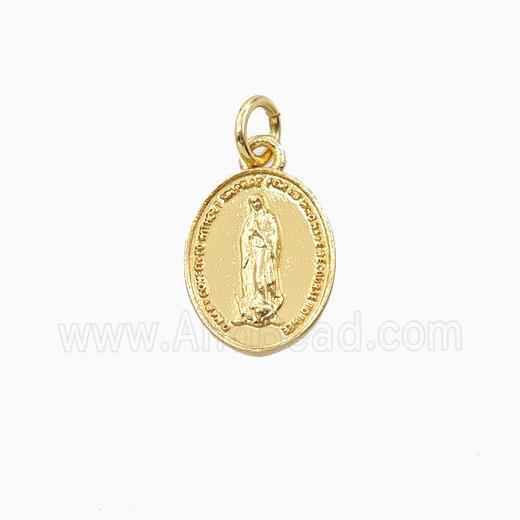 Copper Virgin Mary Pendant Oval Gold Plated