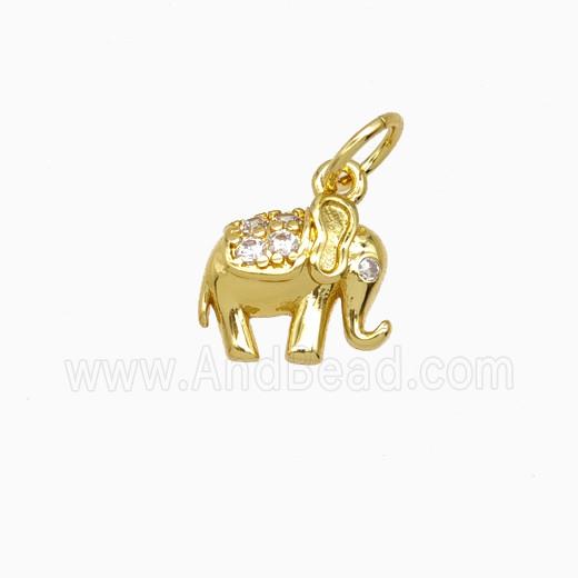 Copper Elephant Pendant Pave Zirconia Gold Plated