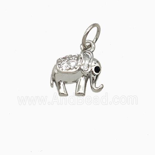 Copper Elephant Pendant Pave Zirconia Platinum Plated
