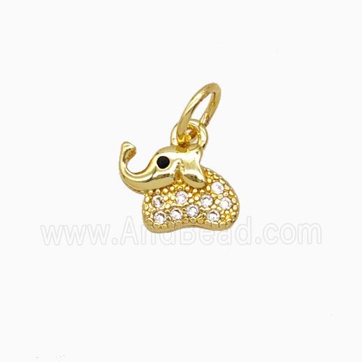 Copper Elephant Pendant Pave Zirconia Gold Plated