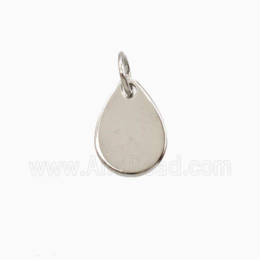 Copper Teardrop Pendant Flat Platinum Plated