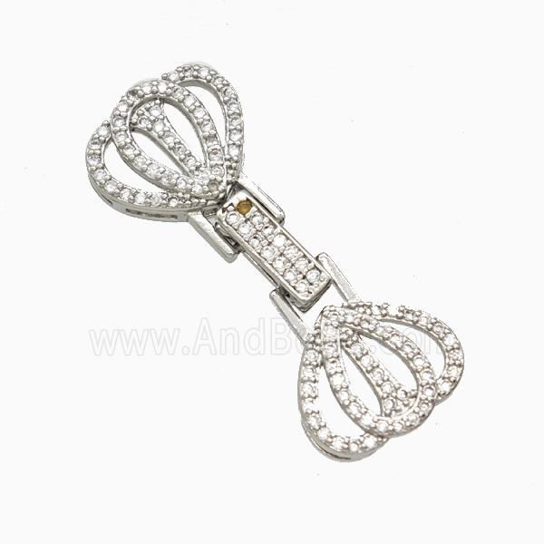 Copper Crown Clasp Pave Zirconia Platinum Plated