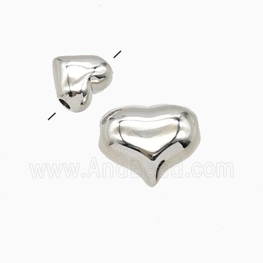 Copper Heart Beads Platinum Plated