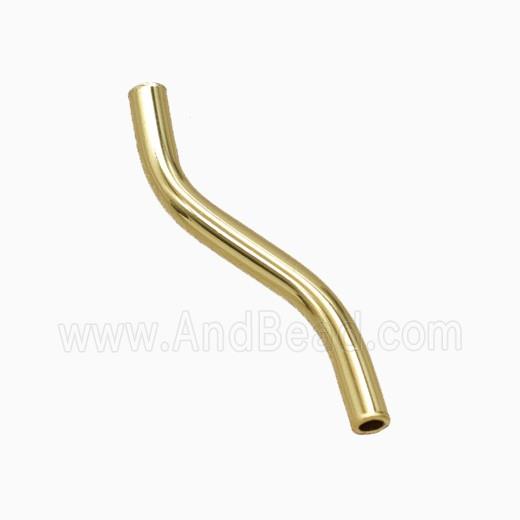 Copper Tube Beads Curving Gold Plated