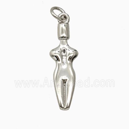 Female Body Charms Copper Pendant Platinum Plated