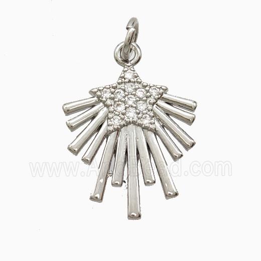 Copper Star Pendant Pave Zirconia Platinum Plated