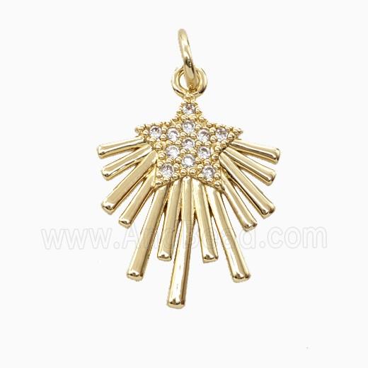 Copper Star Pendant Pave Zirconia Gold Plated