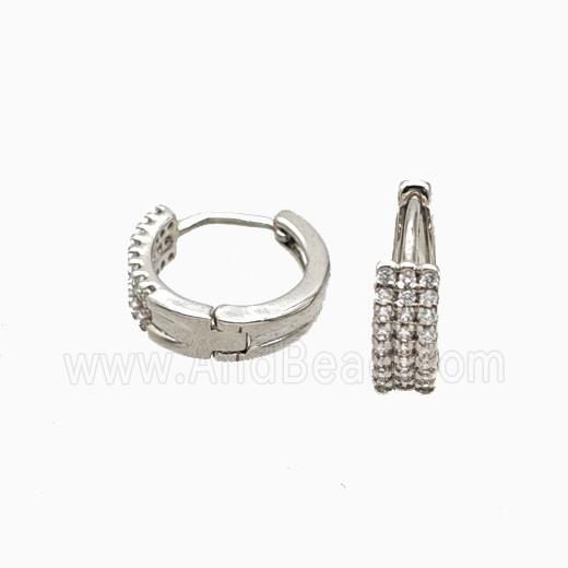 Copper Hoop Earrings Pave Zirconia Platinum Plated
