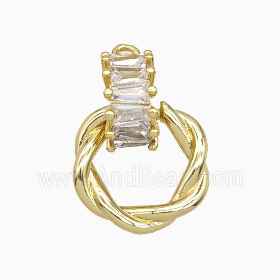 Copper Circle Pendant Pave Zirconia Gold Plated