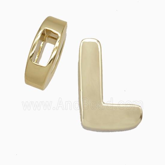 Copper Letter-L Beads Flat Hole Gold Plated