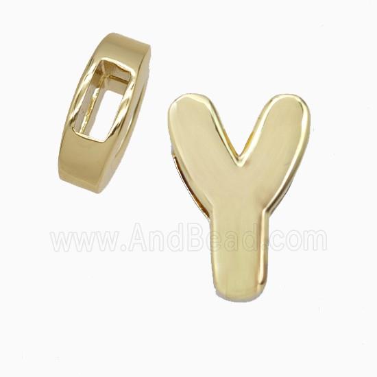 Copper Letter-Y Beads Flat Hole Gold Plated
